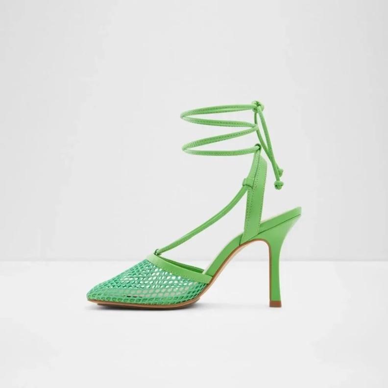 Green Aldo Fashion Tropez Women's Strappy Ghillie Mesh Heeled Sandal