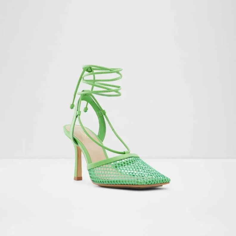 Green Aldo Fashion Tropez Women's Strappy Ghillie Mesh Heeled Sandal