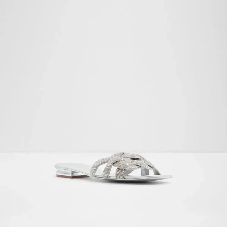 Aldo Tydeus Women's Flat Slide Sandal Silver Fashion