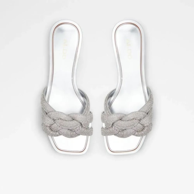 Aldo Tydeus Women's Flat Slide Sandal Silver Fashion