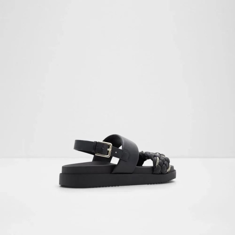 Black Aldo Fashion Yboha Women's Two-Piece Flat Sandal