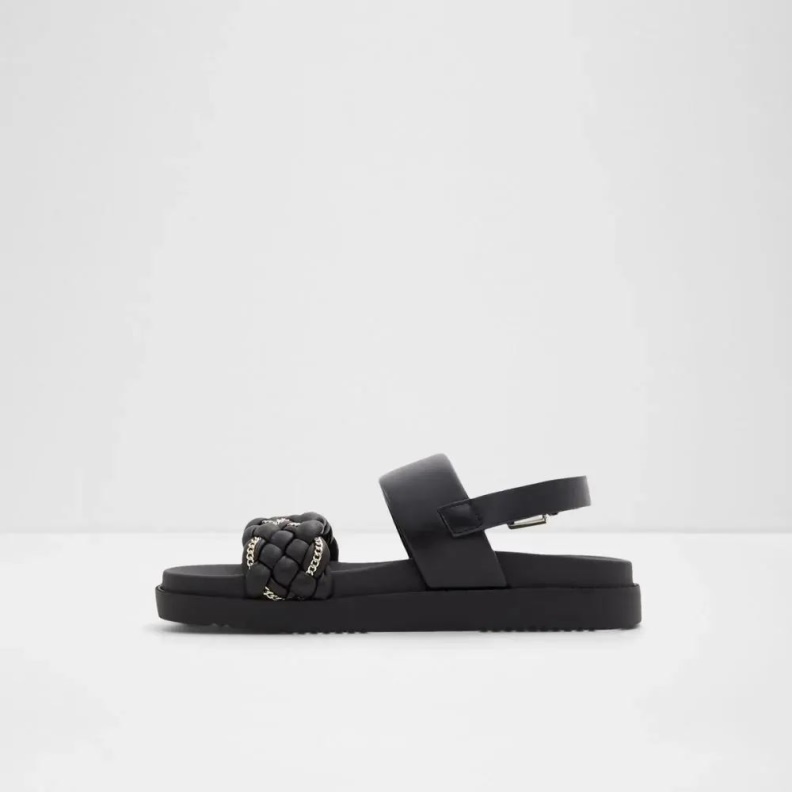 Black Aldo Fashion Yboha Women's Two-Piece Flat Sandal
