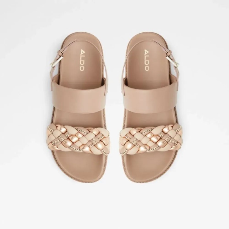 Yboha Women's Two-Piece Flat Sandal Fashion Rose-Gold Aldo