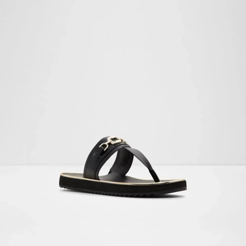 Aldo Yerral Women's T-Strap Beach Sandal Black Fashion