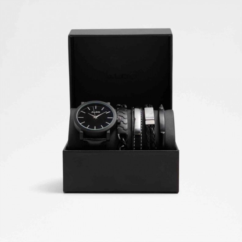 Aldo Fashion Black Chearien Watch And Bracelet Set