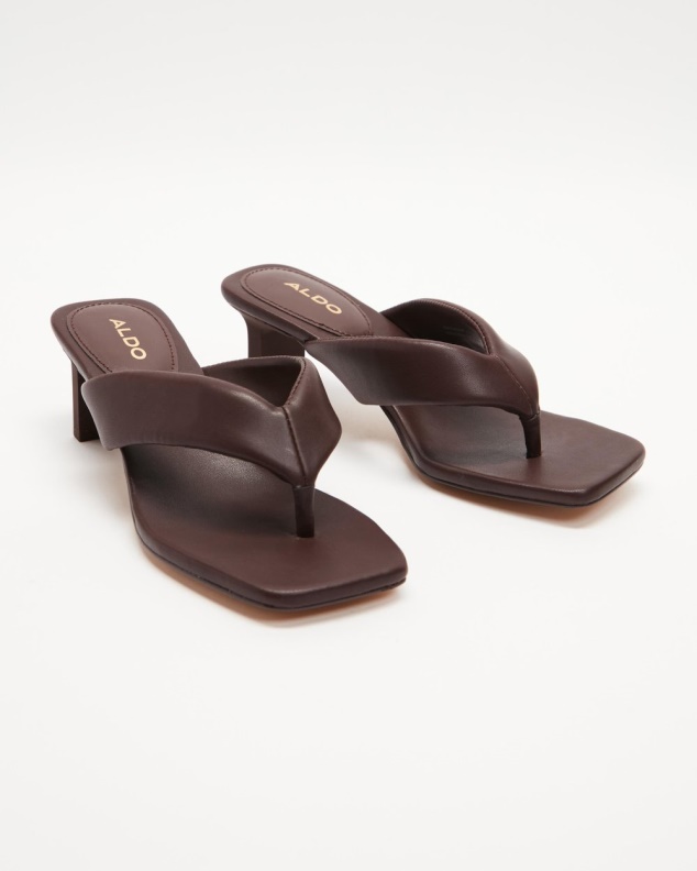 Aldo Auday Thong Heels Dark Brown Fashion Fashion