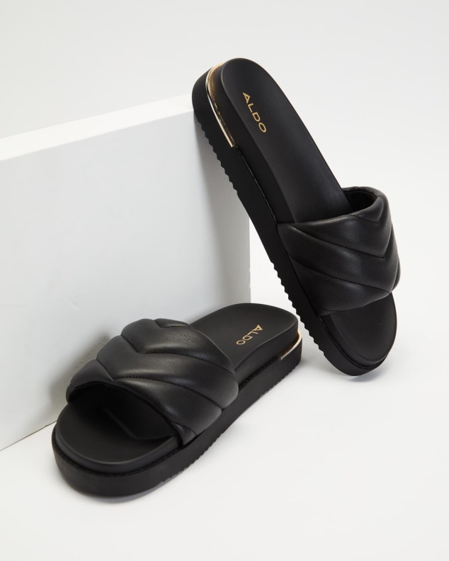 Acaswen Quilted Slides Black Aldo Fashion